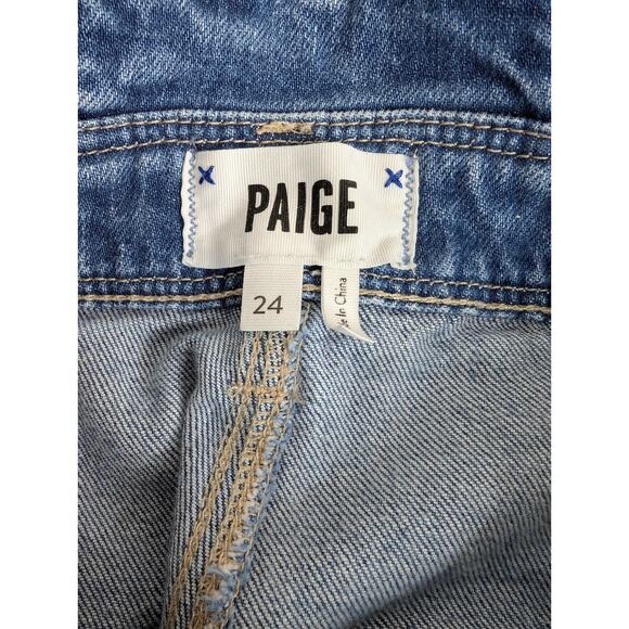 Anthropologie PAIGE Nellie Denim Raw Hem Overalls in Clarkson Wash Size 24 - Picture 9 of 15